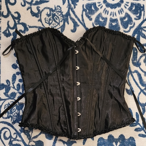 Black Living Dead Souls Satin Lace Up Corset XL - Picture 1 of 7